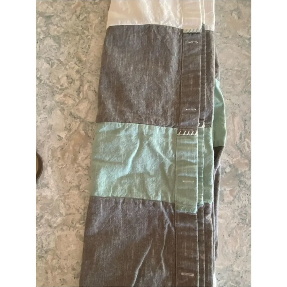 Threshold Grey-Cream-Mint textures block Striped Shower Curtain